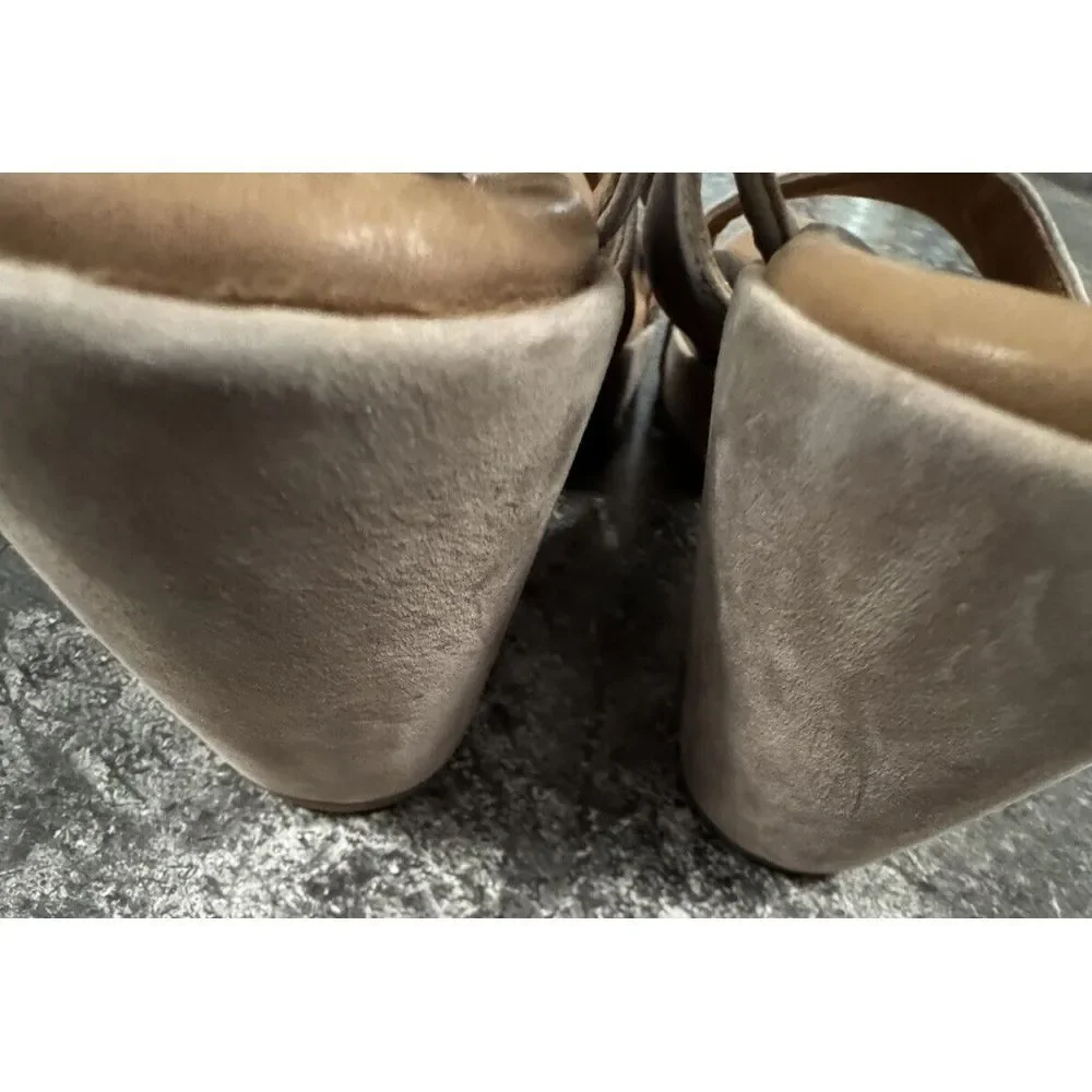 Clarks Taupe Suede Open-Toe Heels